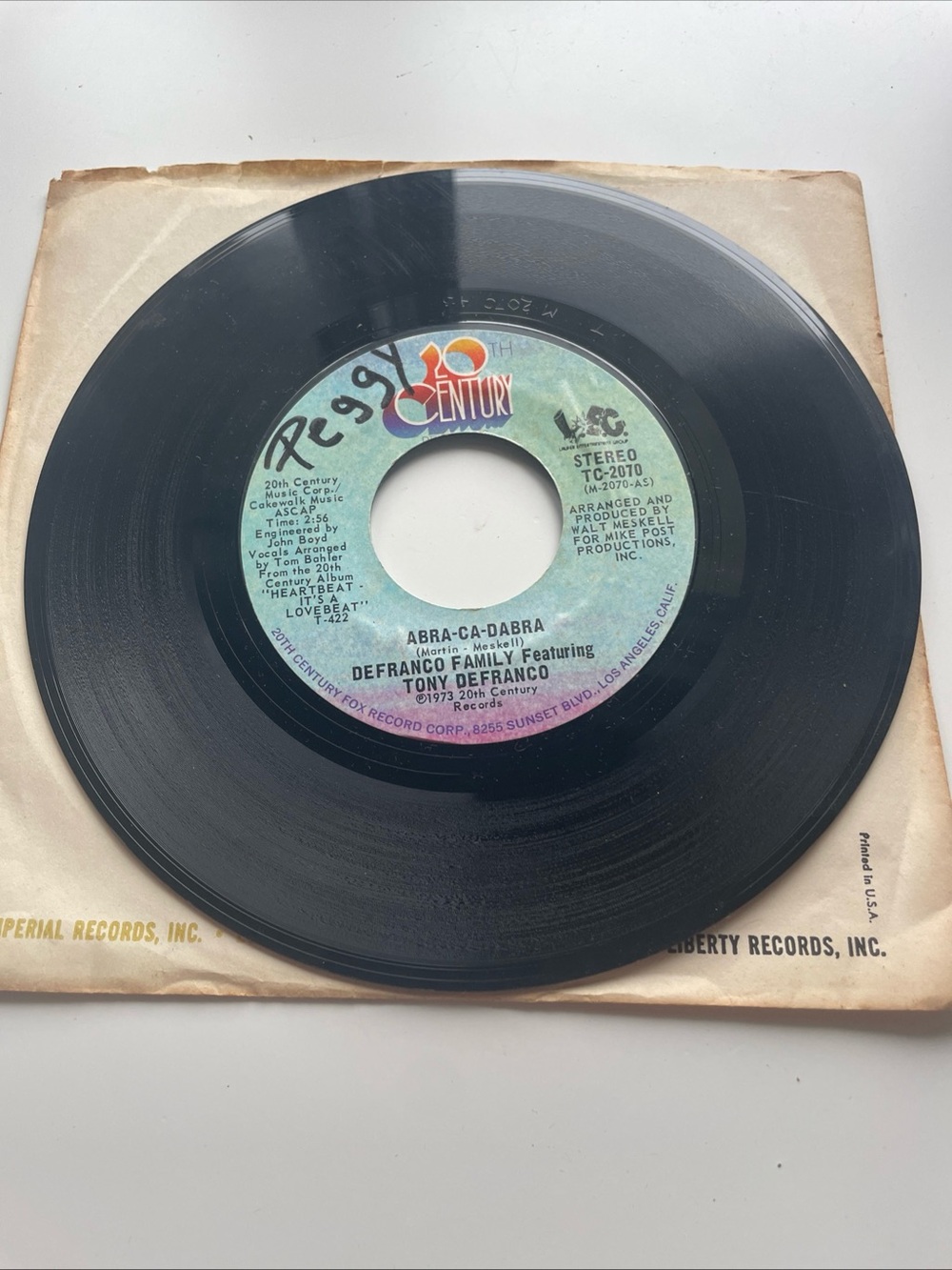 DE FRANCO FAMILY 7" 45 RPM "Abra-Ca-Dabra" & "Same Kind A' Love" VG condition